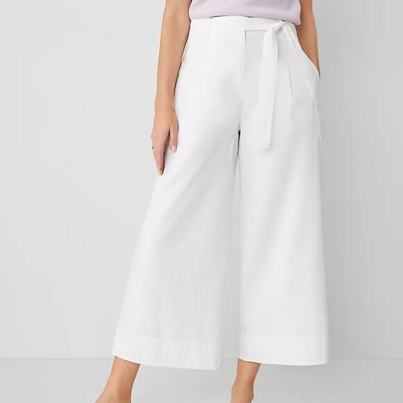 Ann Taylor The Belted Cropped Palazzo Wide Leg Pant in Toasted Nutmeg 6 Petite - Picture 2 of 11